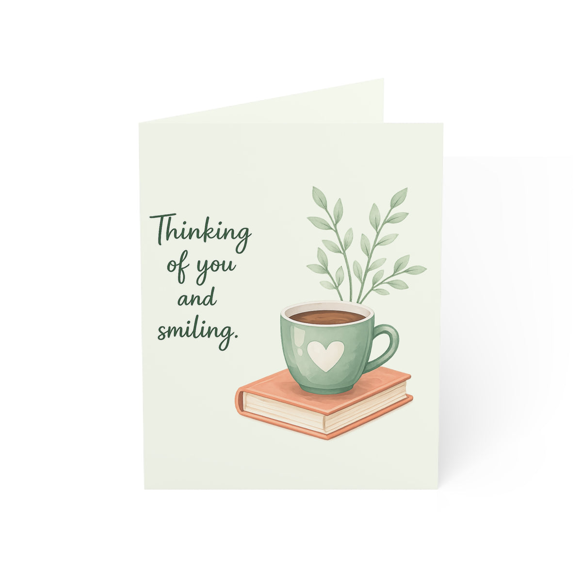 Thinking of You Greeting Card — Cozy Mug & Book Sympathy/Encouragement Card (single or pack)