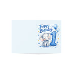 Baby 1st Birthday Greeting Card – Blue Elephant "Happy Birthday" (Single or Bulk Pack)