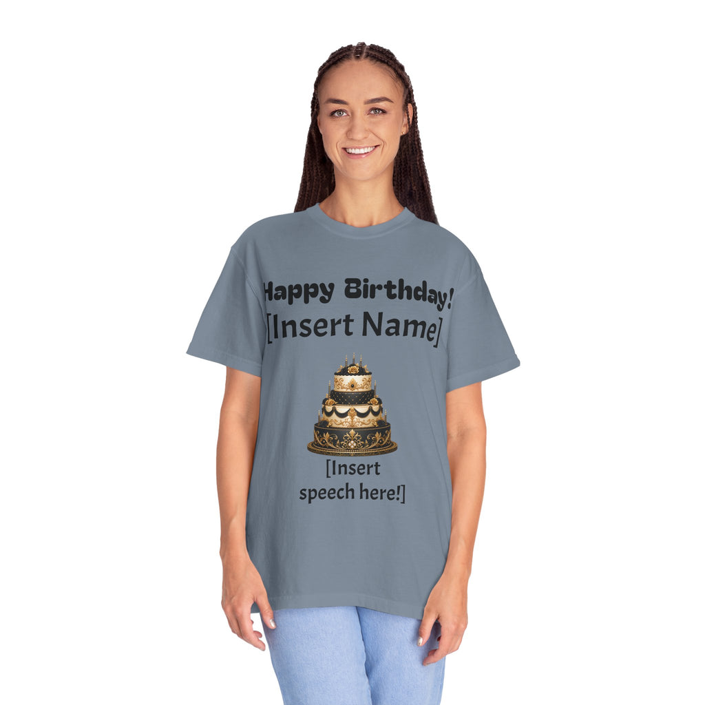 Birthday Cake Personalized T‑Shirt — "Happy Birthday! [Insert Name]" Customizable Tee