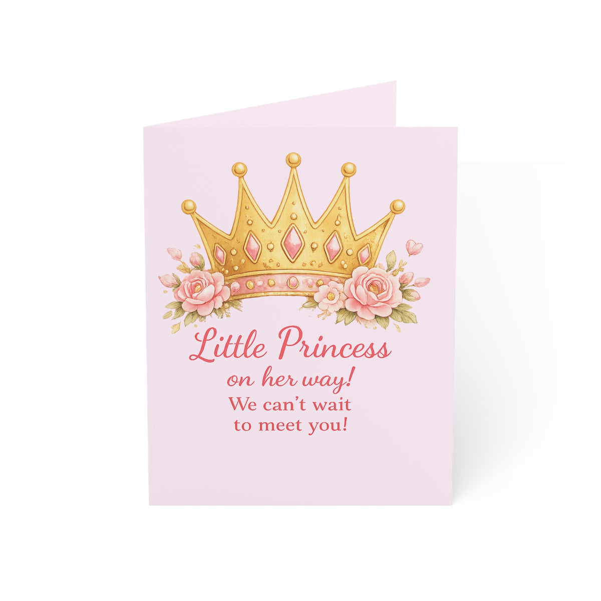 Baby Shower Greeting Card — "Little Princess on her way!" Pink Crown Card (1/10/30/50pcs)