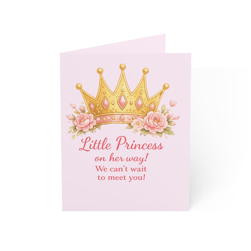 Baby Shower Greeting Card — "Little Princess on her way!" Pink Crown Card (1/10/30/50pcs)