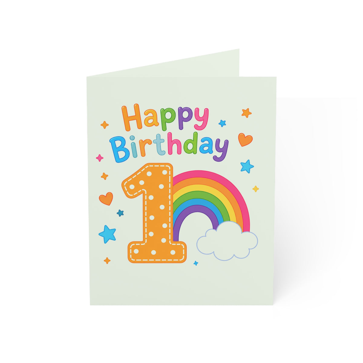 1st Birthday Rainbow Card — Happy Birthday Number 1 Greeting Card for Toddler