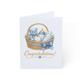 Baby Boy Congratulations Greeting Card — Newborn Baby Shower Card (Pack of 1, 10, 30, 50)