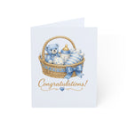 Baby Boy Congratulations Greeting Card — Newborn Baby Shower Card (Pack of 1, 10, 30, 50)