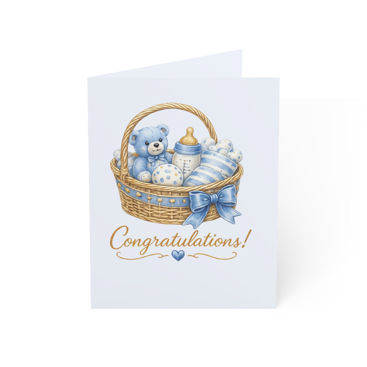 Baby Boy Congratulations Greeting Card — Newborn Baby Shower Card (Pack of 1, 10, 30, 50)