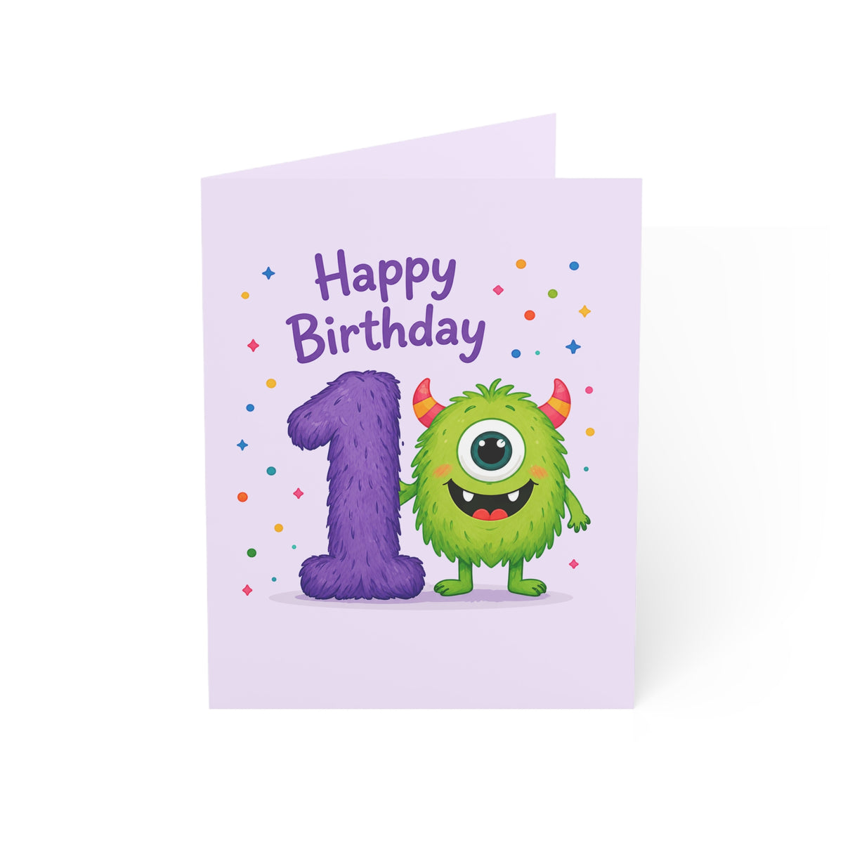 1st Birthday Monster Greeting Card — Cute One-Year-Old Boy/Girl Card (Happy Birthday)