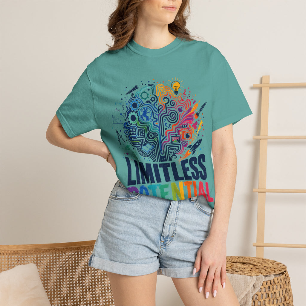 Limitless Potential T-Shirt — Inspirational Brain & Rainbow Design