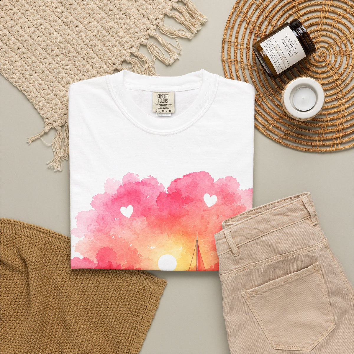 Anniversary T-Shirt — Romantic Sunset Sail "Happy Anniversary"