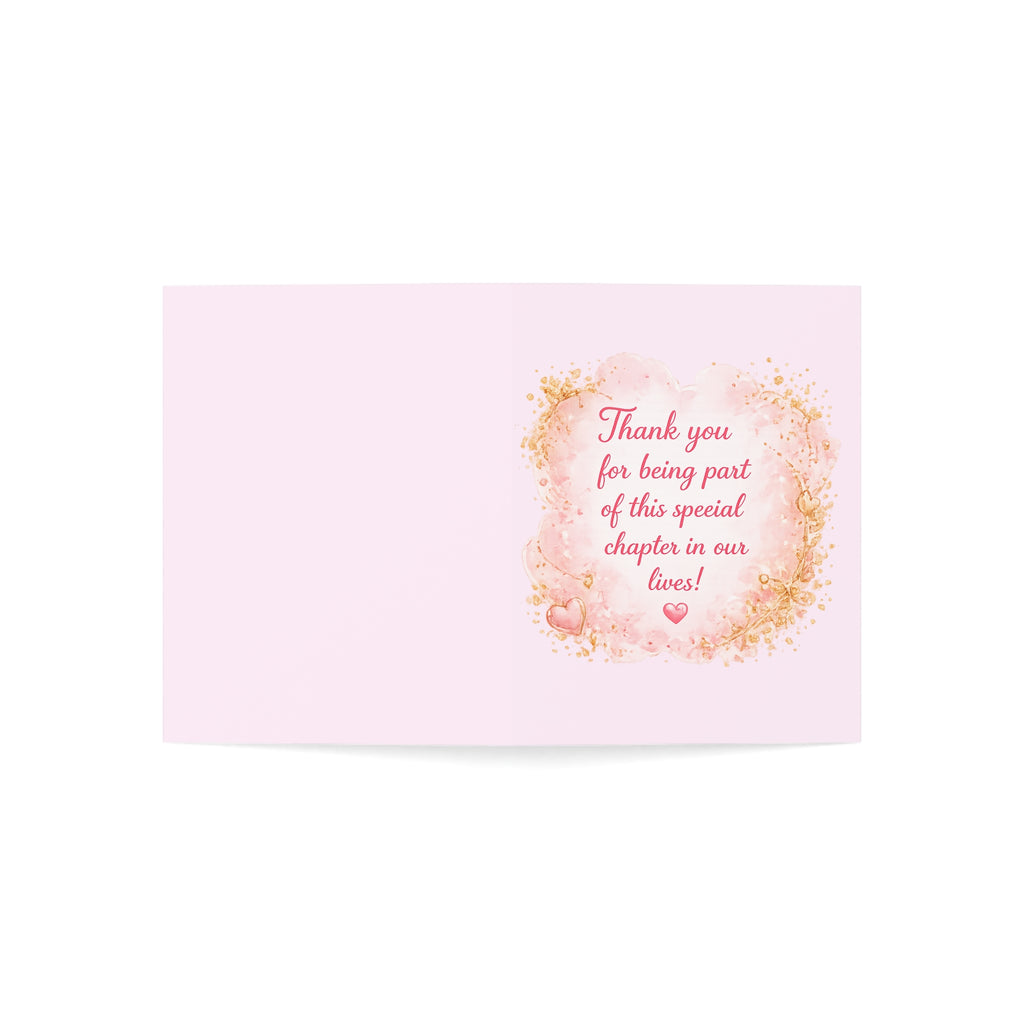 Baby Shower Greeting Card — "Thank you for being part of this special chapter in our lives" (Pink Floral, Girl Baby Shower)