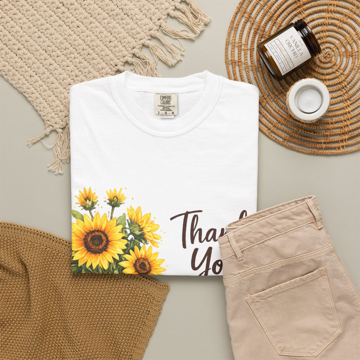 Thank You Sunflowers T-Shirt — Mason Jar Bouquet "For being so kind and thoughtful"