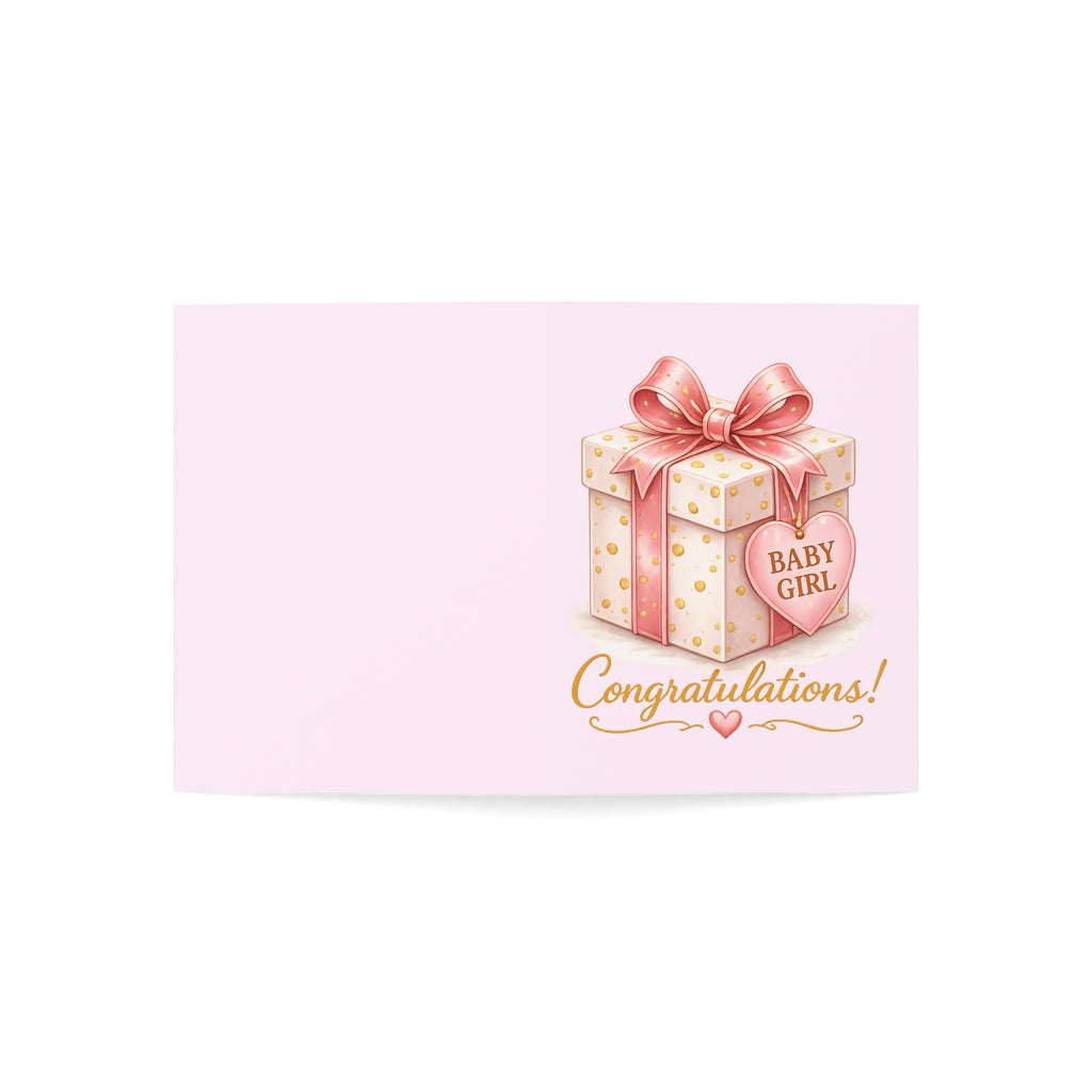 Baby Girl Congratulations Greeting Cards — Pink Newborn Shower Cards (Pack of 1/10/30/50)