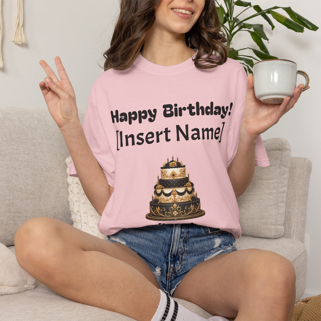 Birthday Cake Personalized T‑Shirt — "Happy Birthday! [Insert Name]" Customizable Tee