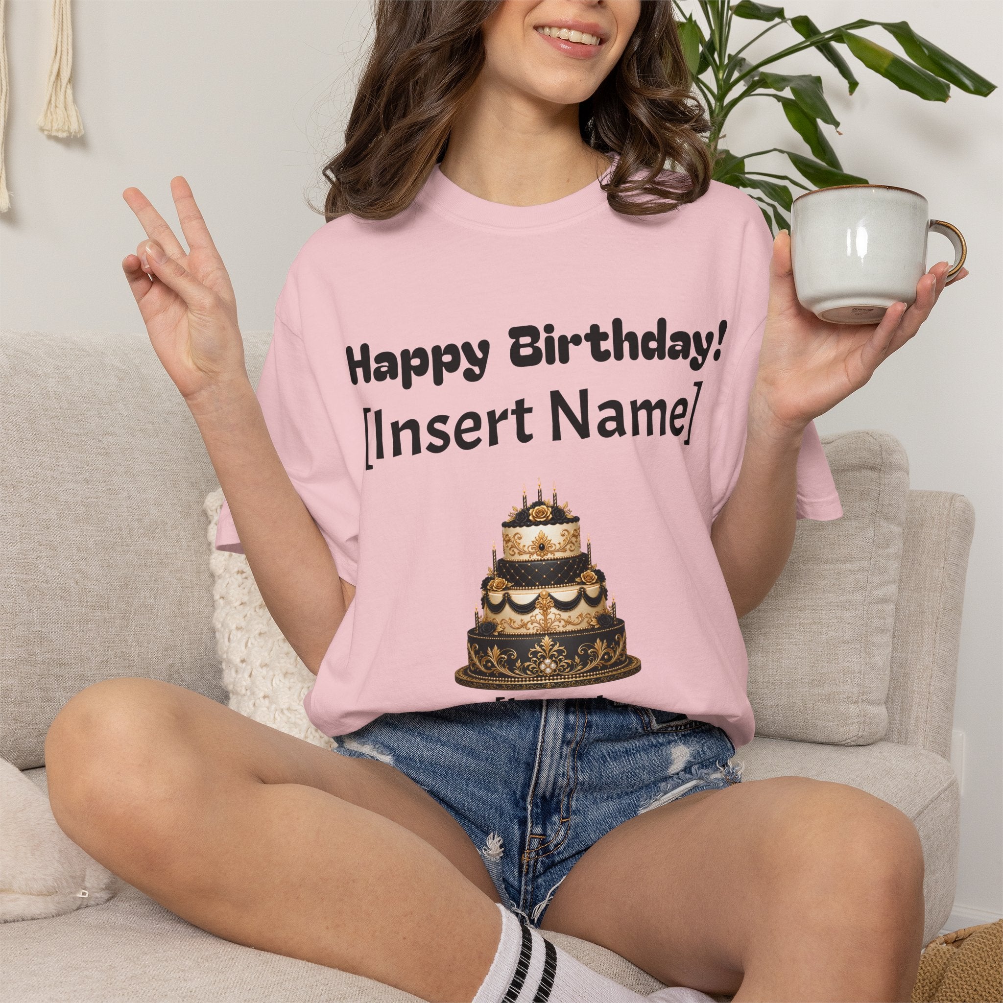 Birthday Cake Personalized T‑Shirt — "Happy Birthday! [Insert Name]" Customizable Tee