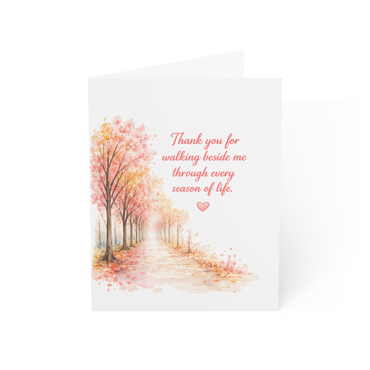 Thank You Autumn Walk Greeting Card — 'Thank you for walking beside me through every season of life'