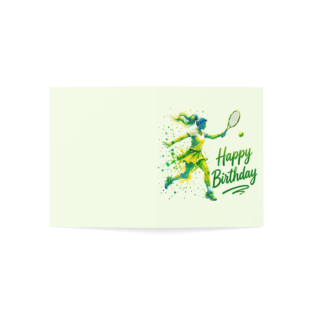 Tennis Happy Birthday Greeting Card — Sporty Birthday Card for Tennis Players (1/10/30/50 pcs)