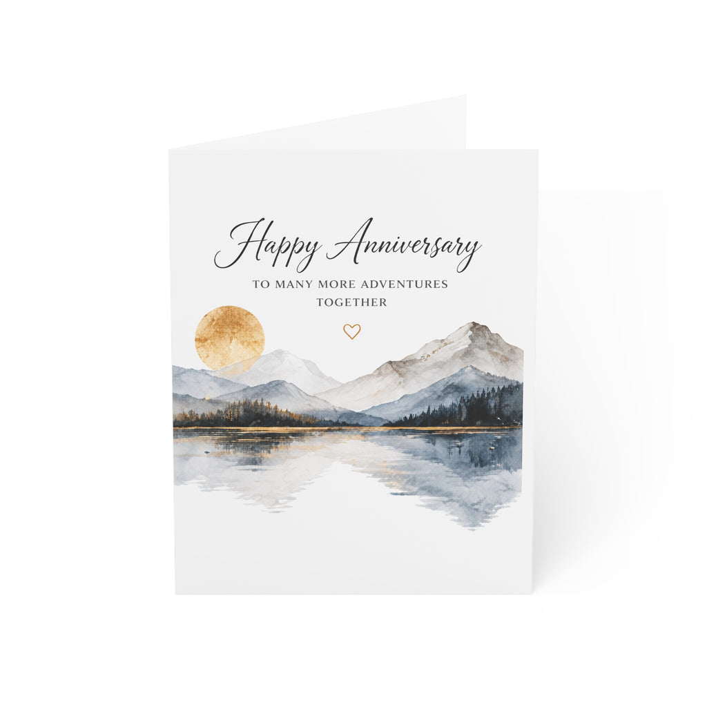 Anniversary Greeting Cards – Scenic Mountains & Lake Design (Pack of 1/10/30/50)