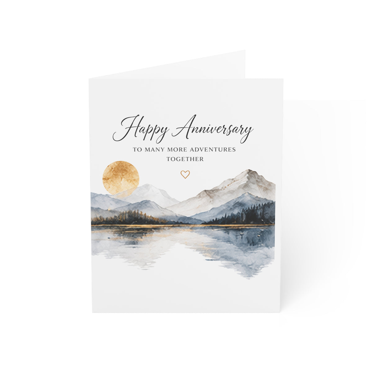 Anniversary Greeting Cards – Scenic Mountains & Lake Design (Pack of 1/10/30/50)