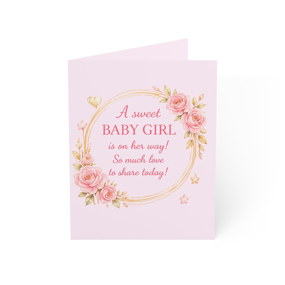 Baby Shower Greeting Card - "A Sweet Baby Girl Is On Her Way" Floral Pink Cards (1/10/30/50pcs)