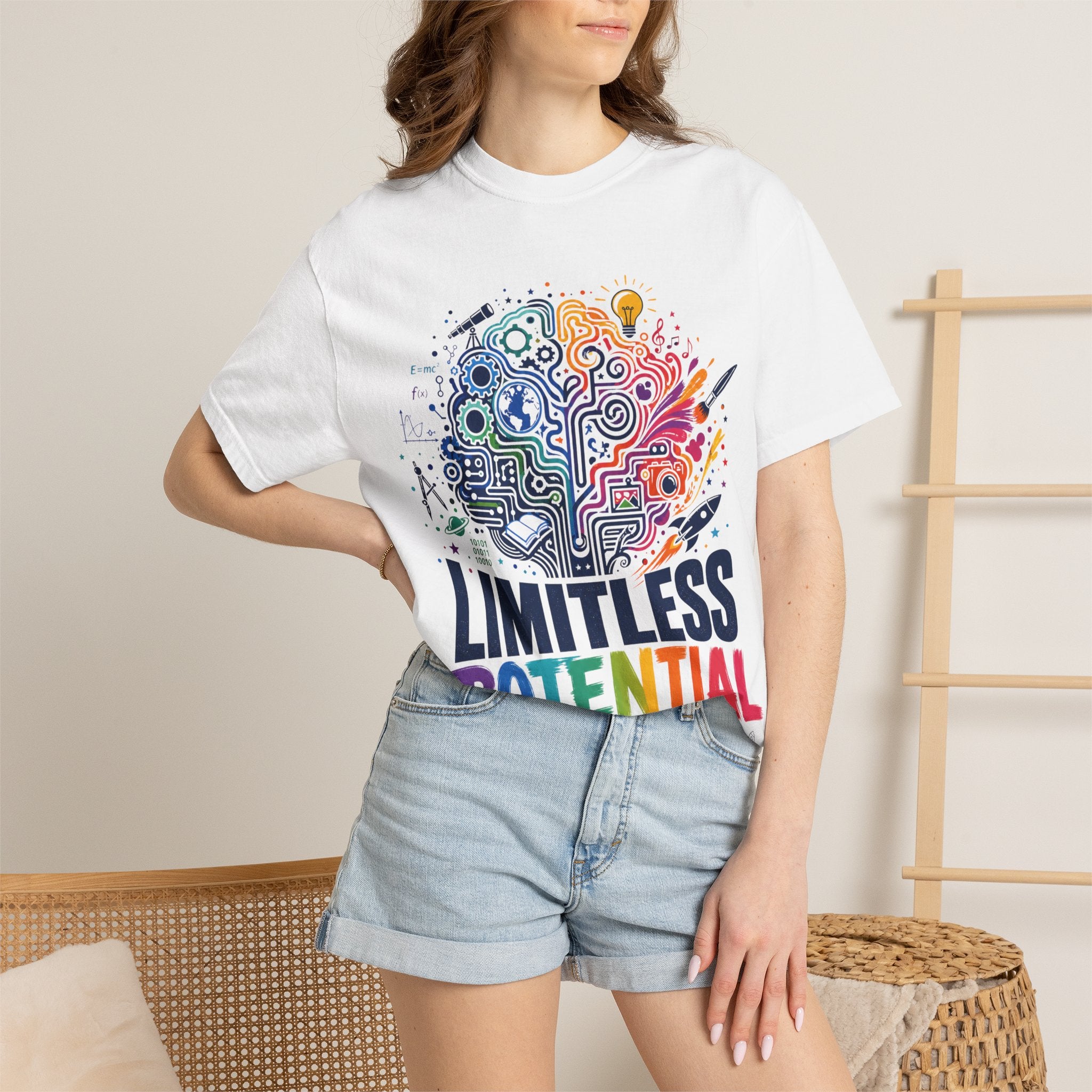 Limitless Potential T-Shirt — Inspirational Brain & Rainbow Design
