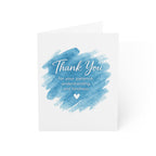 Thank You Greeting Cards — Blue Watercolor "Thank You for your patience, understanding, and kindness" (1/10/30/50 pack)