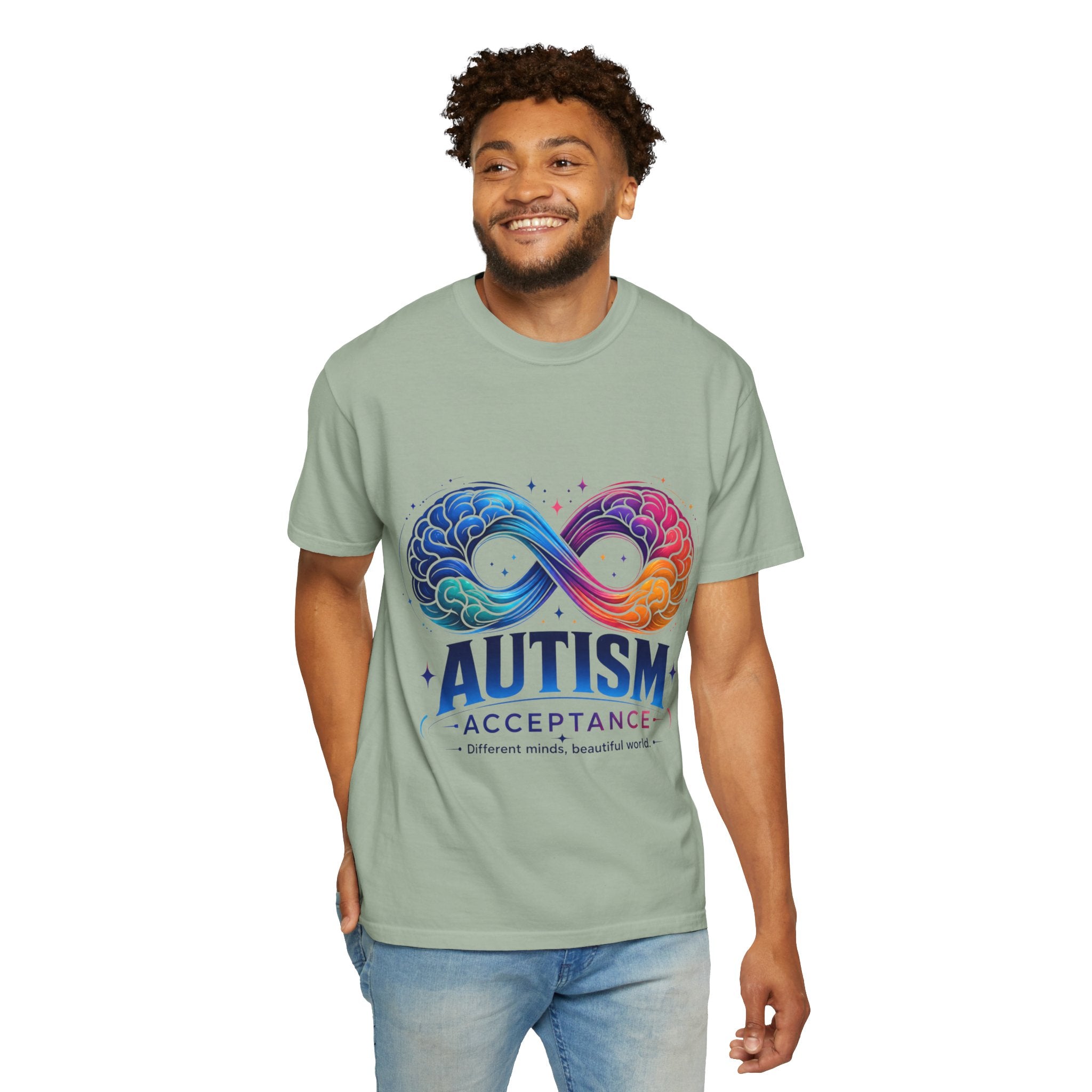 Autism Acceptance T-Shirt — Infinity Puzzle Rainbow Design