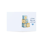 Baby Shower Greeting Card — "A Little Miracle on the Way" Blue Blocks (1/10/30/50 Pack)