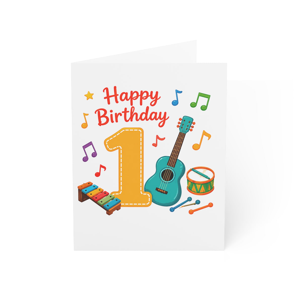 1st Birthday Musical Kids Greeting Card – Happy Birthday Number One Card (1/10/30/50 pcs)