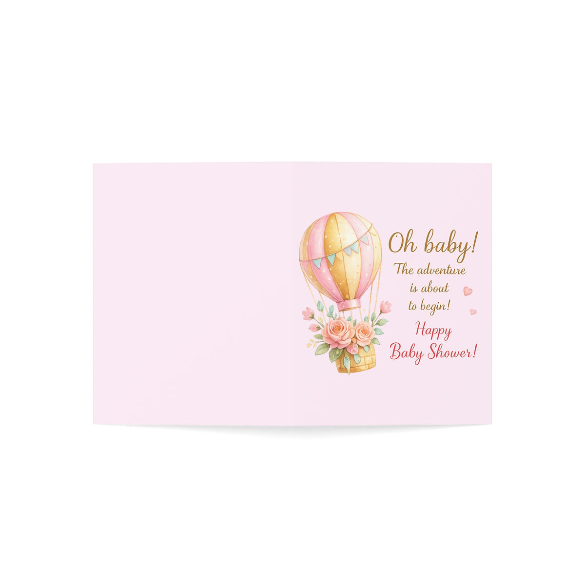 Baby Shower Greeting Cards – Pink Hot Air Balloon Design (Pack of 1, 10, 30, 50)