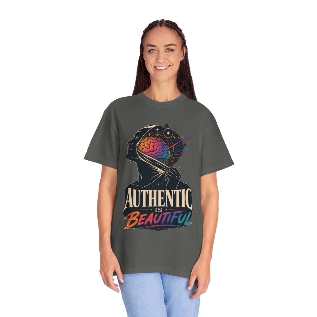 Authentic Is Beautiful Graphic T-Shirt — Pride Rainbow Mind Empowerment Tee