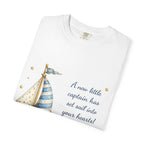 Sailboat New Baby T-Shirt — "A new little captain has set sail into your hearts" Congratulations Tee