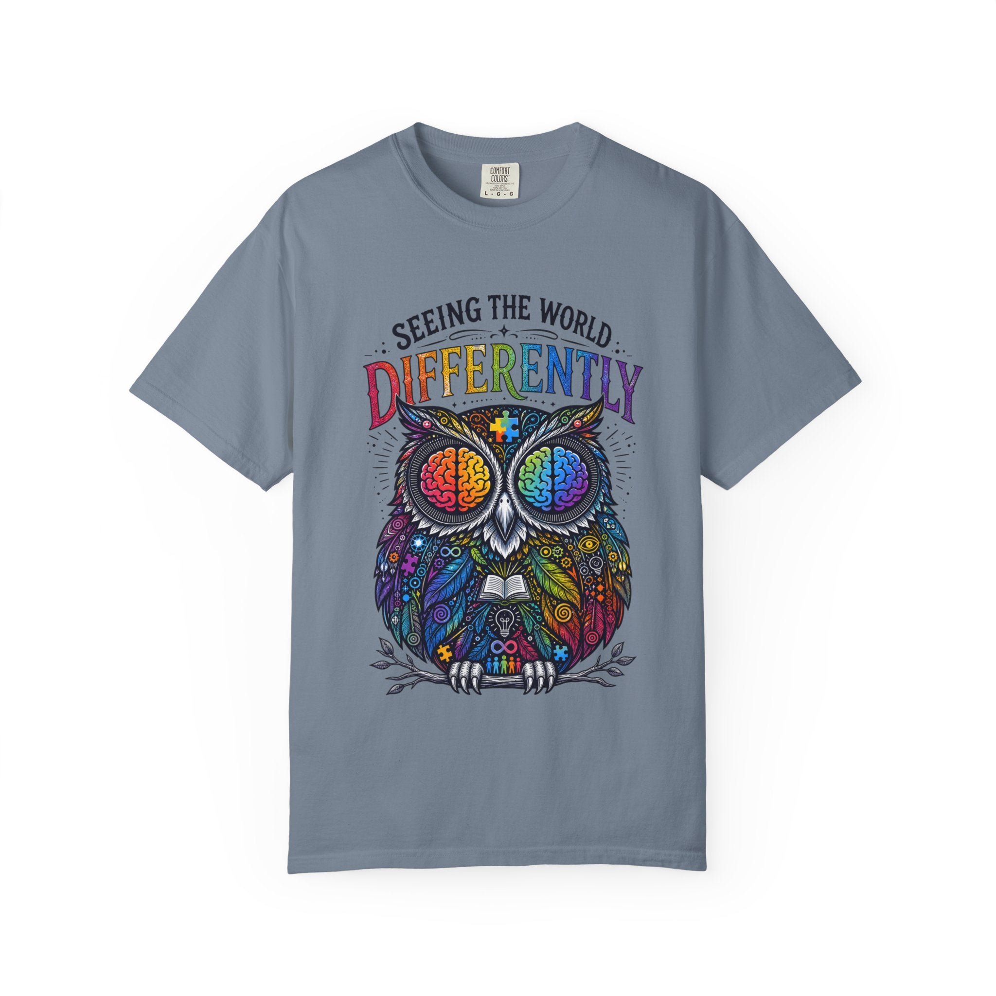 Seeing the World Differently Owl T-Shirt — Colorful Psychedelic Autism Awareness Tee