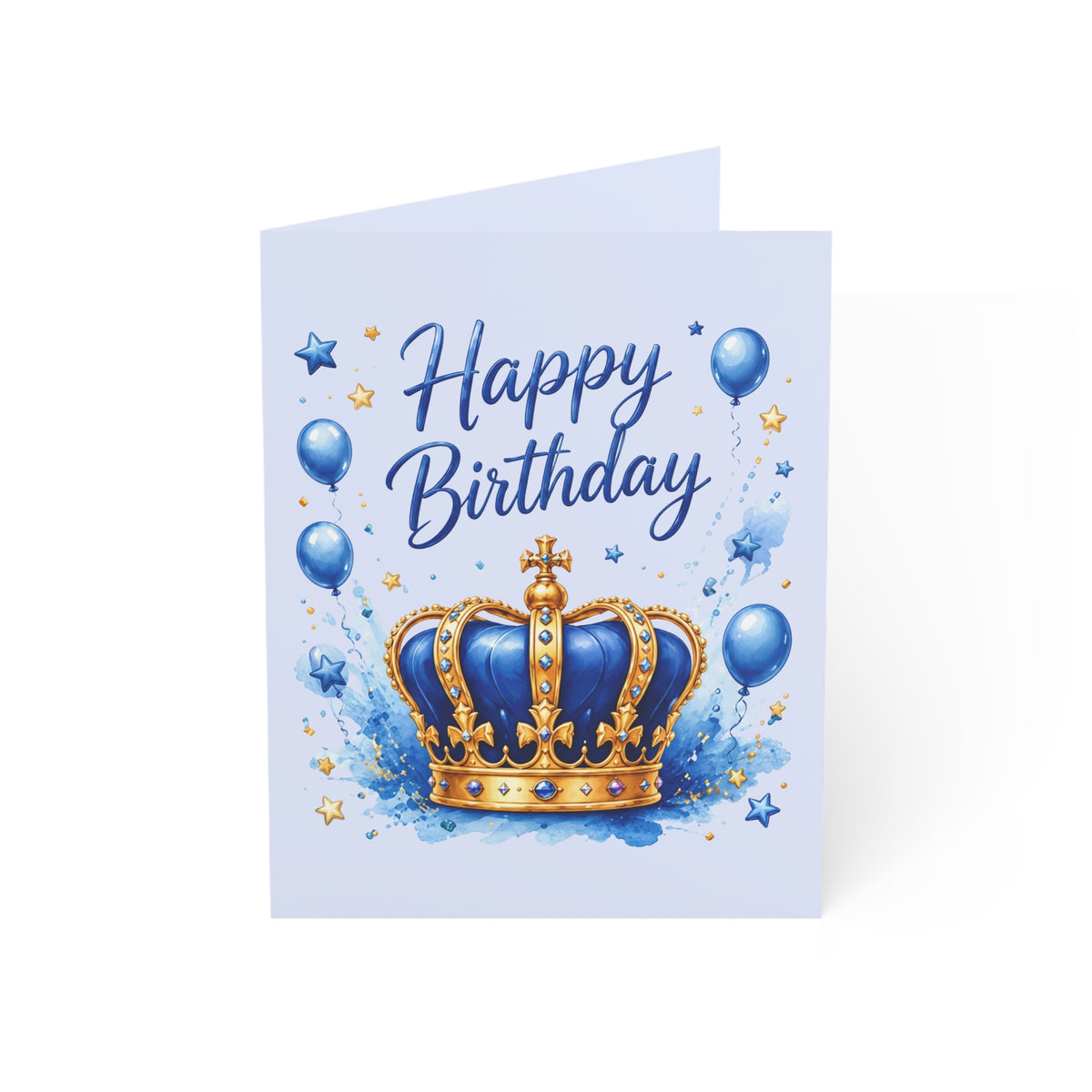 Happy Birthday Crown Greeting Cards - Blue Royalty Birthday Card Pack (1/10/30/50)