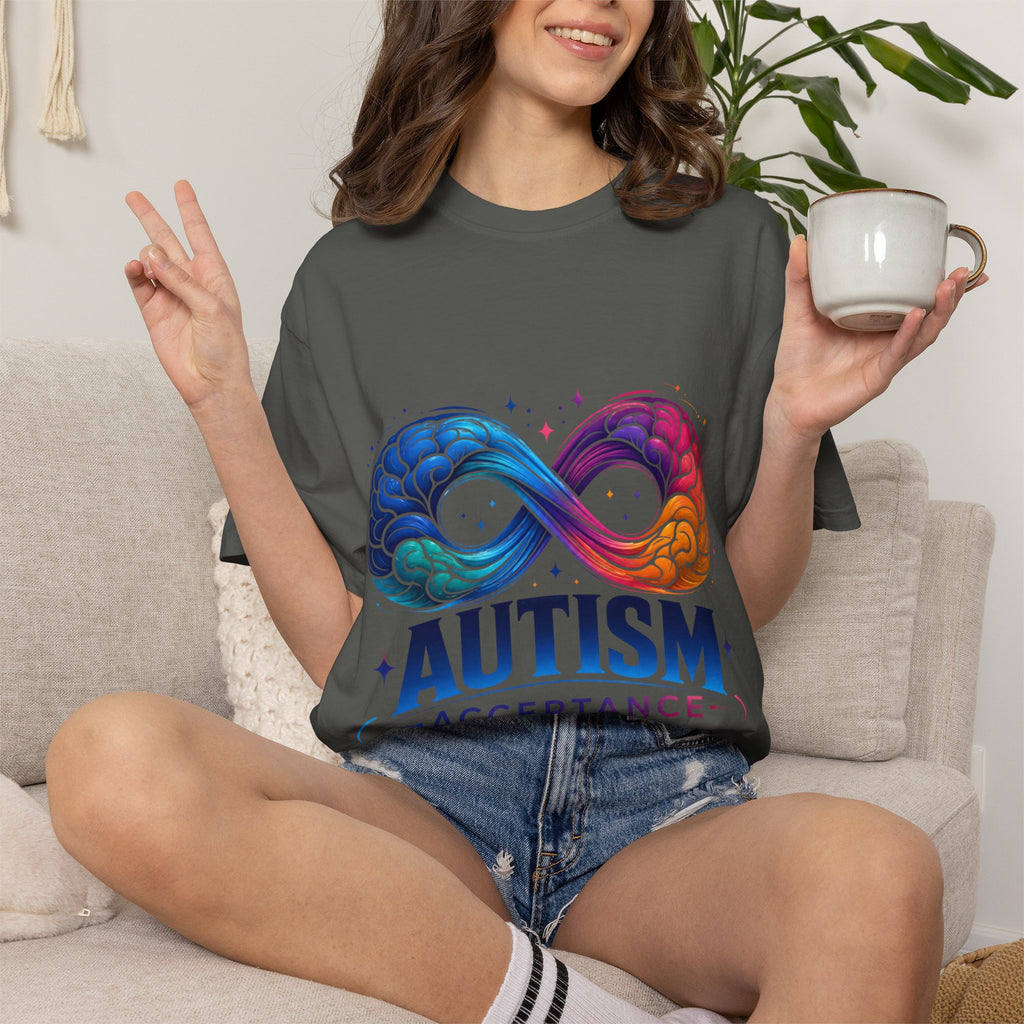 Autism Acceptance T-Shirt — Infinity Puzzle Rainbow Design