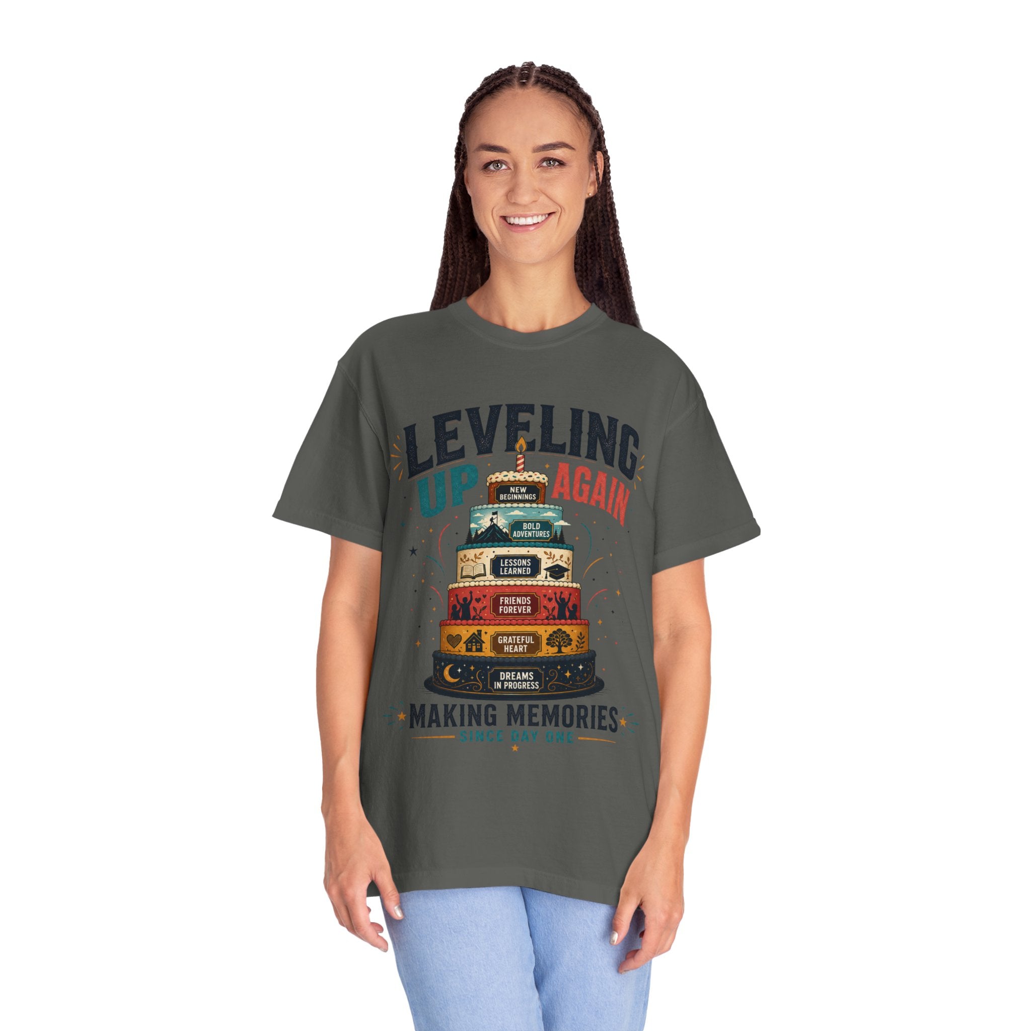 Leveling Up Again T-Shirt — "Making Memories Since Day One" Gamer Birthday Tee