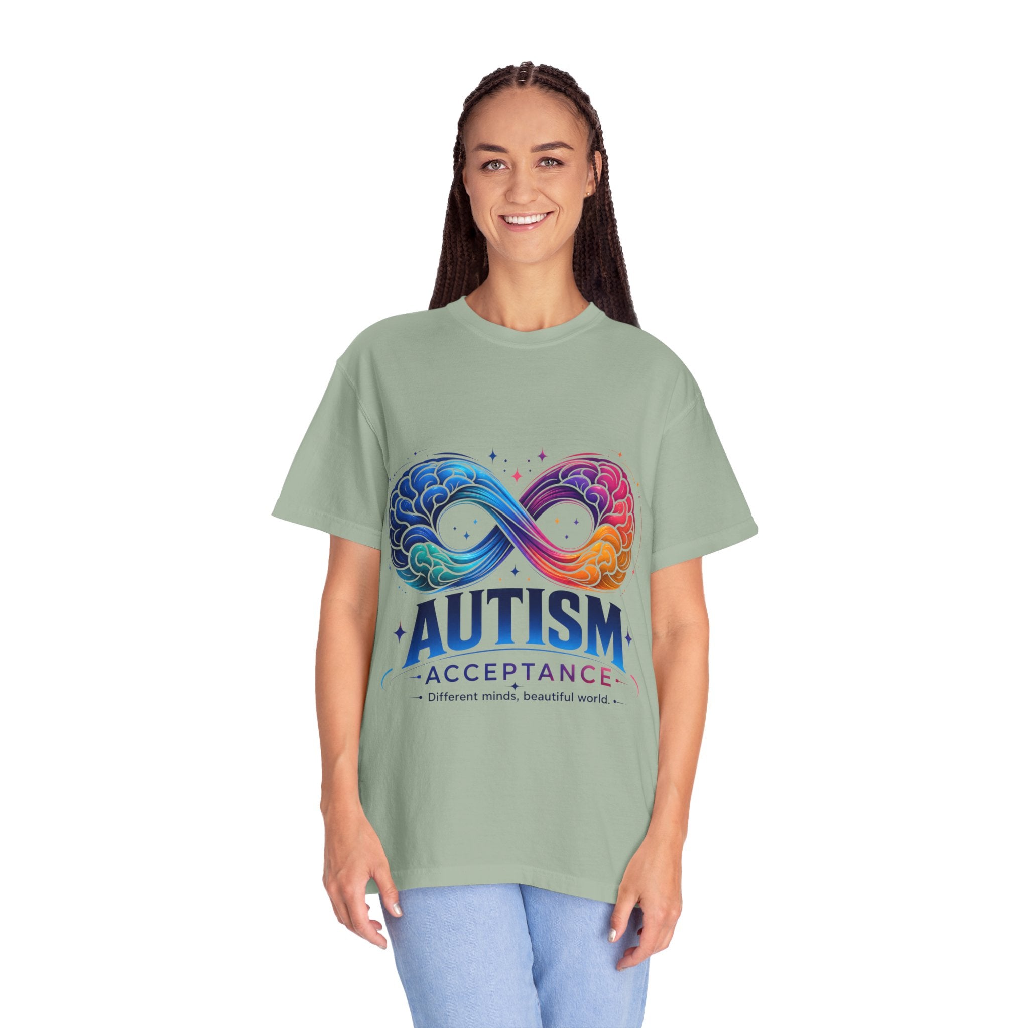 Autism Acceptance T-Shirt — Infinity Puzzle Rainbow Design