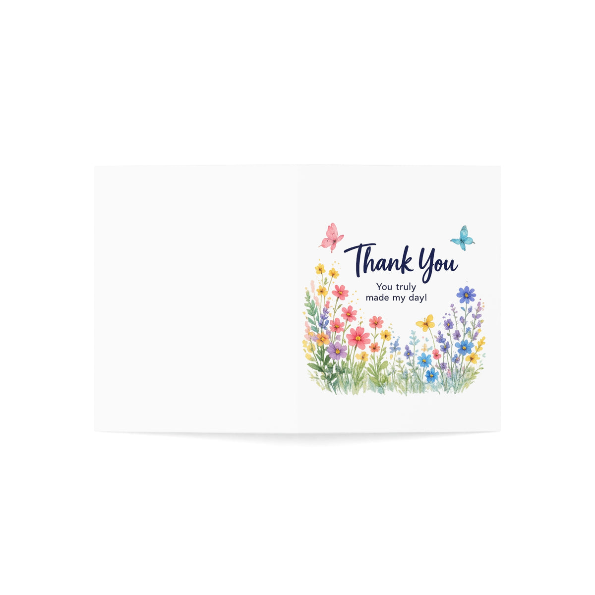 Thank You Floral Greeting Card — Watercolor Wildflowers & Butterflies (Single or Bulk Set)