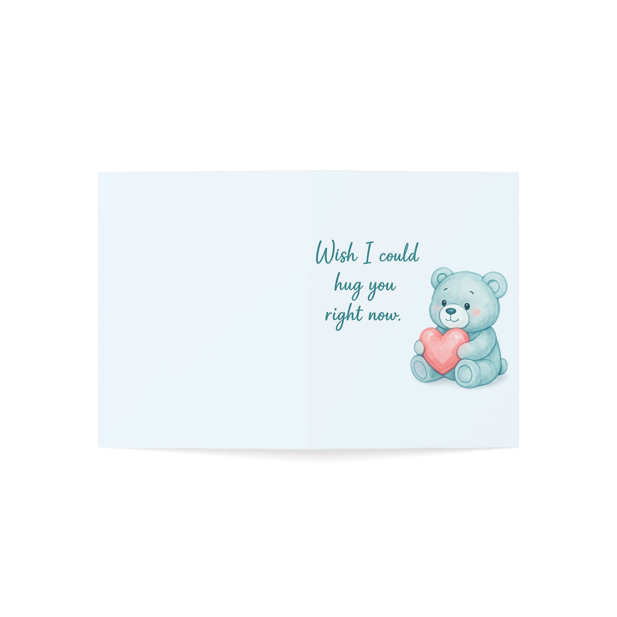 Miss You Greeting Card — "Wish I Could Hug You Right Now" Cute Teddy Bear Sympathy Card (1/10/30/50 pcs)
