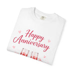 Anniversary Red Champagne T-Shirt — "Happy Anniversary" Romantic Toast Tee