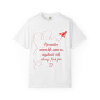 Romantic Paper Airplane T-Shirt — "No matter where life takes us, my heart will always find you."