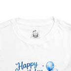 1st Birthday Elephant Toddler Tee — "Happy Birthday 1" Blue Balloon Shirt