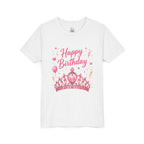 Happy Birthday Princess Youth Tee — Pink Tiara Birthday Shirt for Girls
