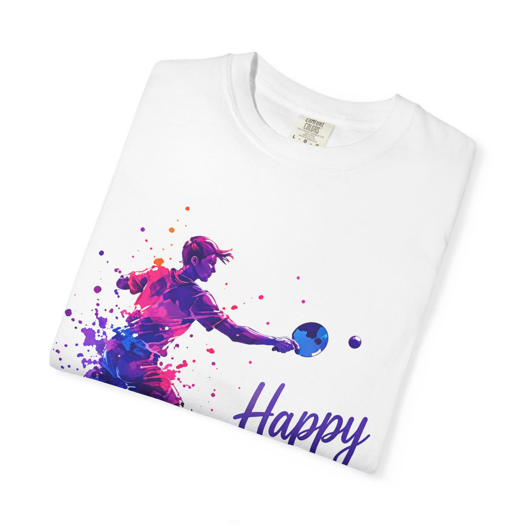 Birthday Table Tennis Adult T-Shirt — Watercolor Player Happy Birthday Graphic Tee
