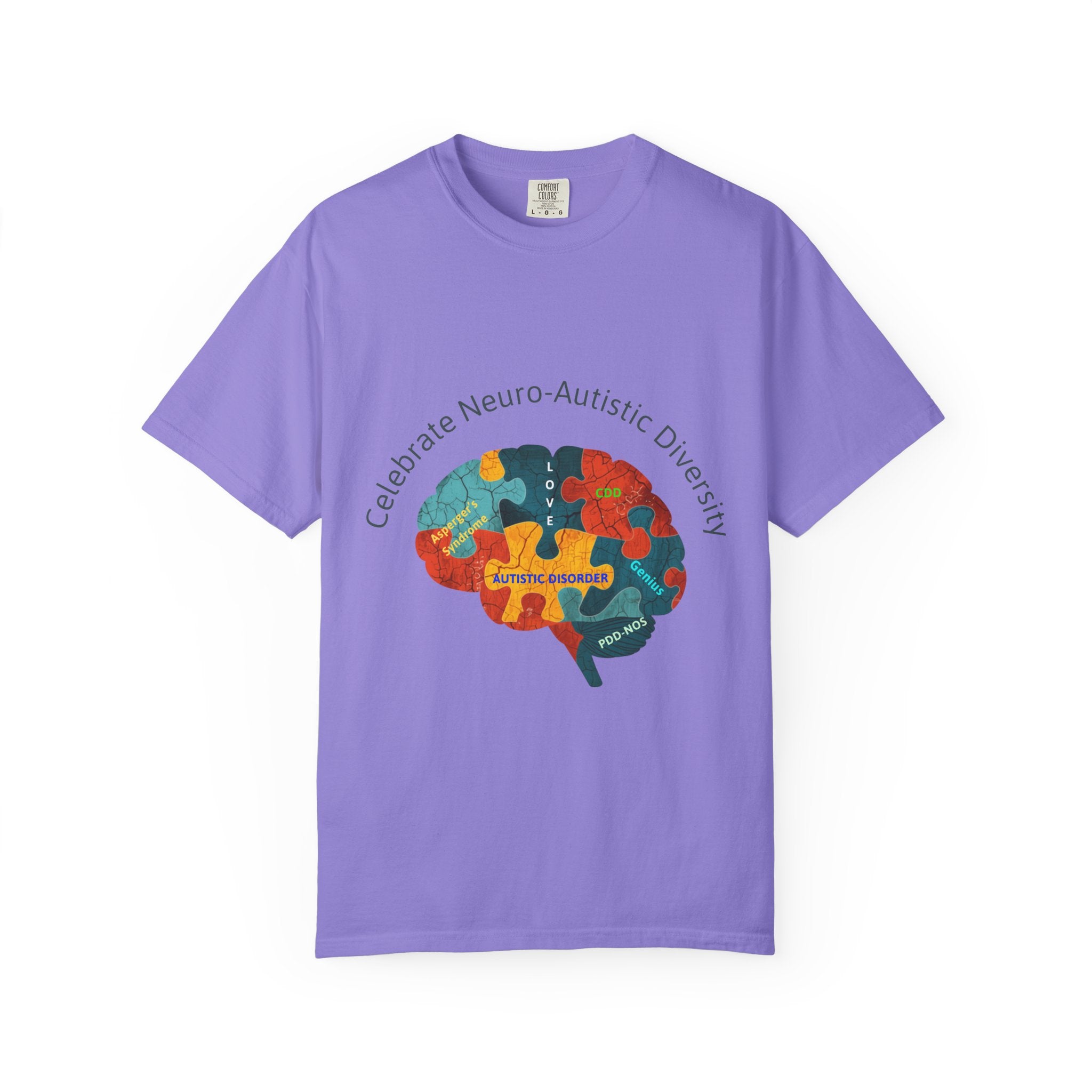 Autistic Neurodiversity Puzzle Brain T-Shirt — "Celebrate Neuro-Autistic Diversity"