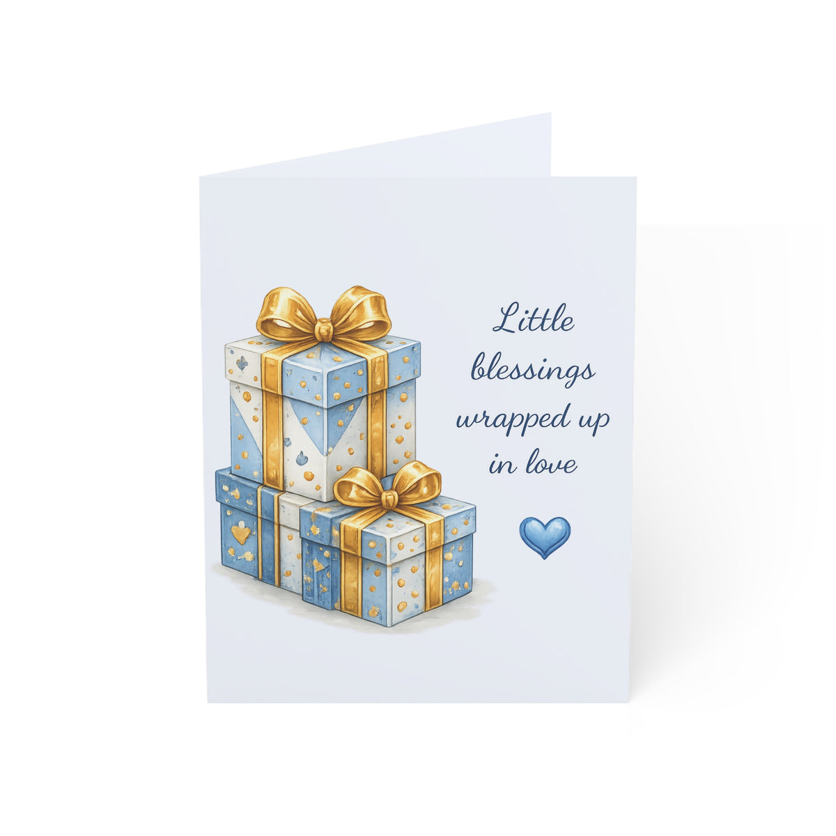 Baby Boy Gift Greeting Card – "Little blessings wrapped up in love" (Single or Pack)