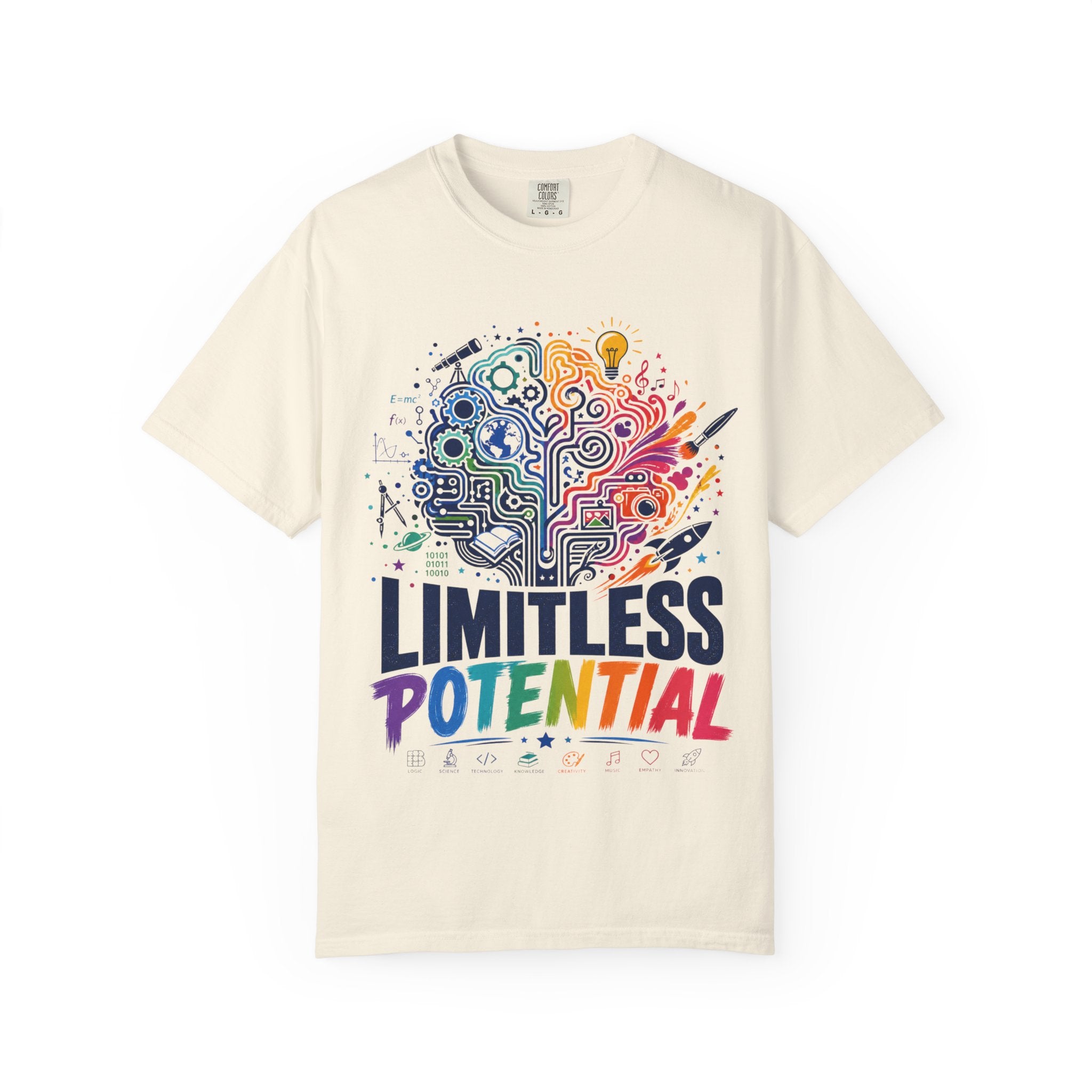 Limitless Potential T-Shirt — Inspirational Brain & Rainbow Design