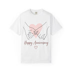 Anniversary Pink Heart T-Shirt — "Happy Anniversary" Couple Pinky Promise Tee