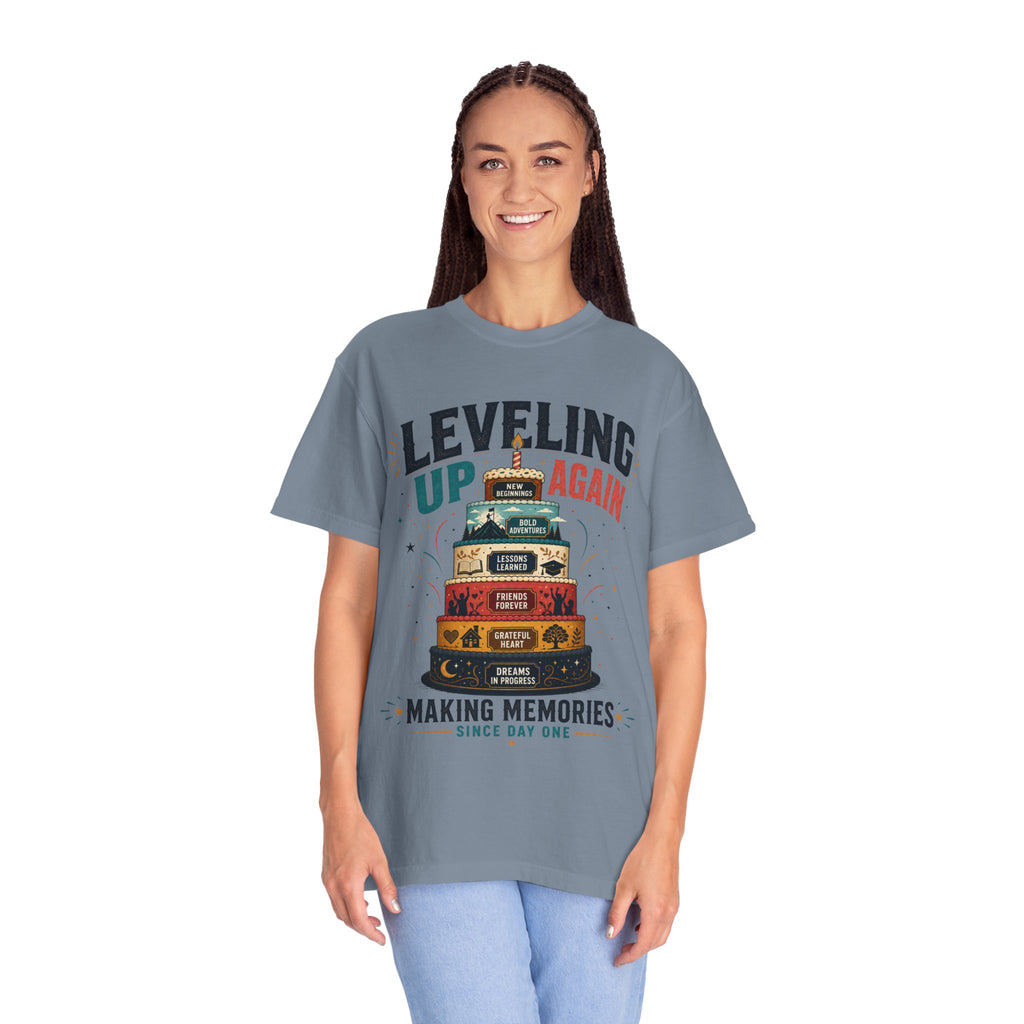 Leveling Up Again T-Shirt — "Making Memories Since Day One" Gamer Birthday Tee
