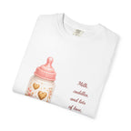 Baby Shower Congratulations T-Shirt — 'Congratulations! Milk, cuddles, and lots of love.' Baby Bottle Design