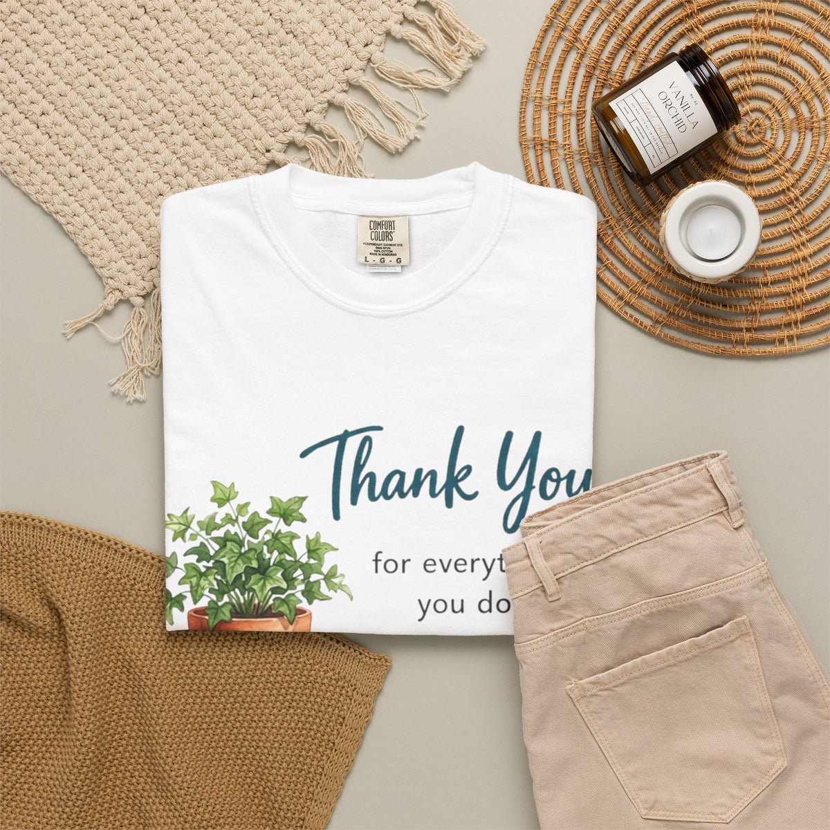 Thank You Teacher T-Shirt — 'Thank You for everything you do!' Book & Plant Appreciation Tee