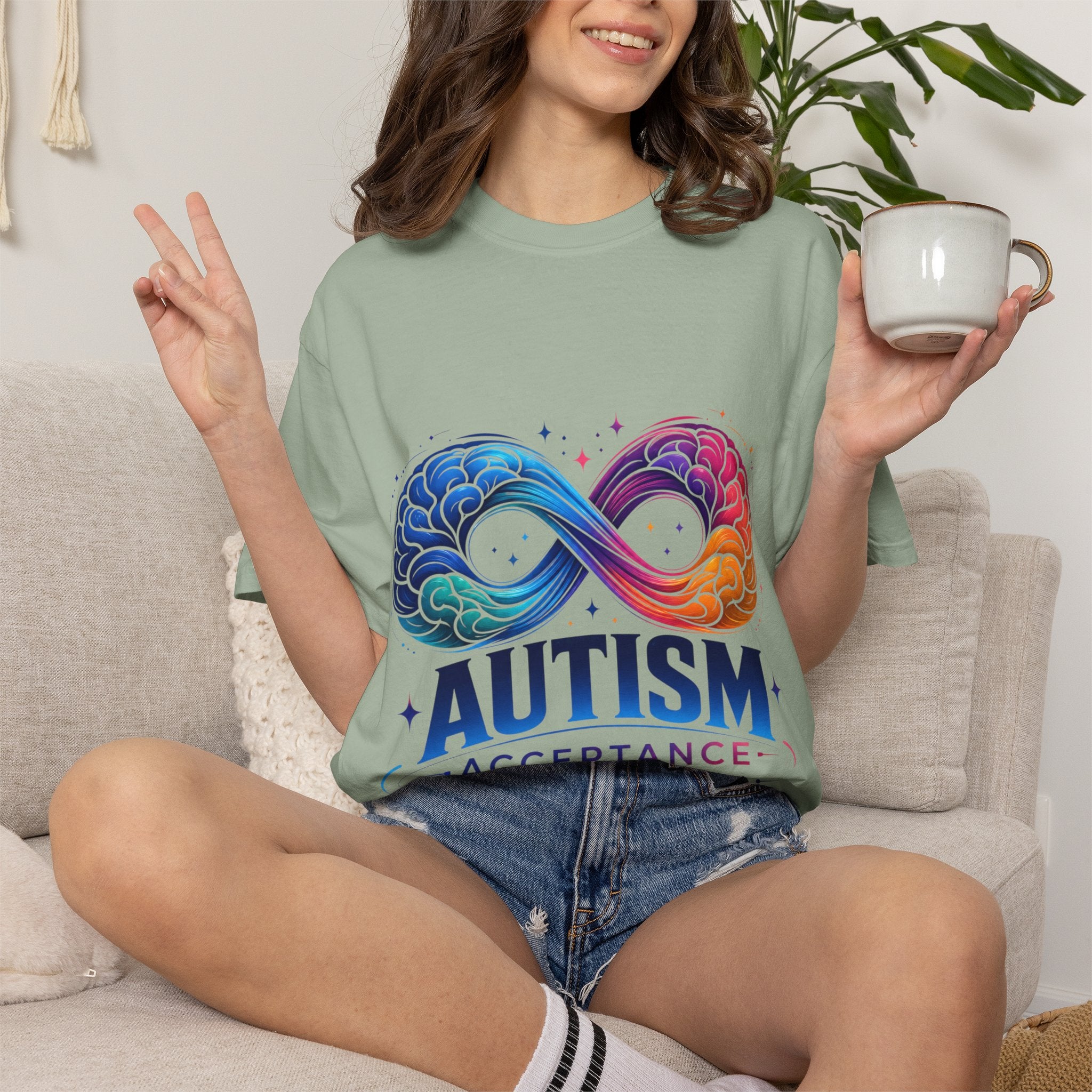 Autism Acceptance T-Shirt — Infinity Puzzle Rainbow Design